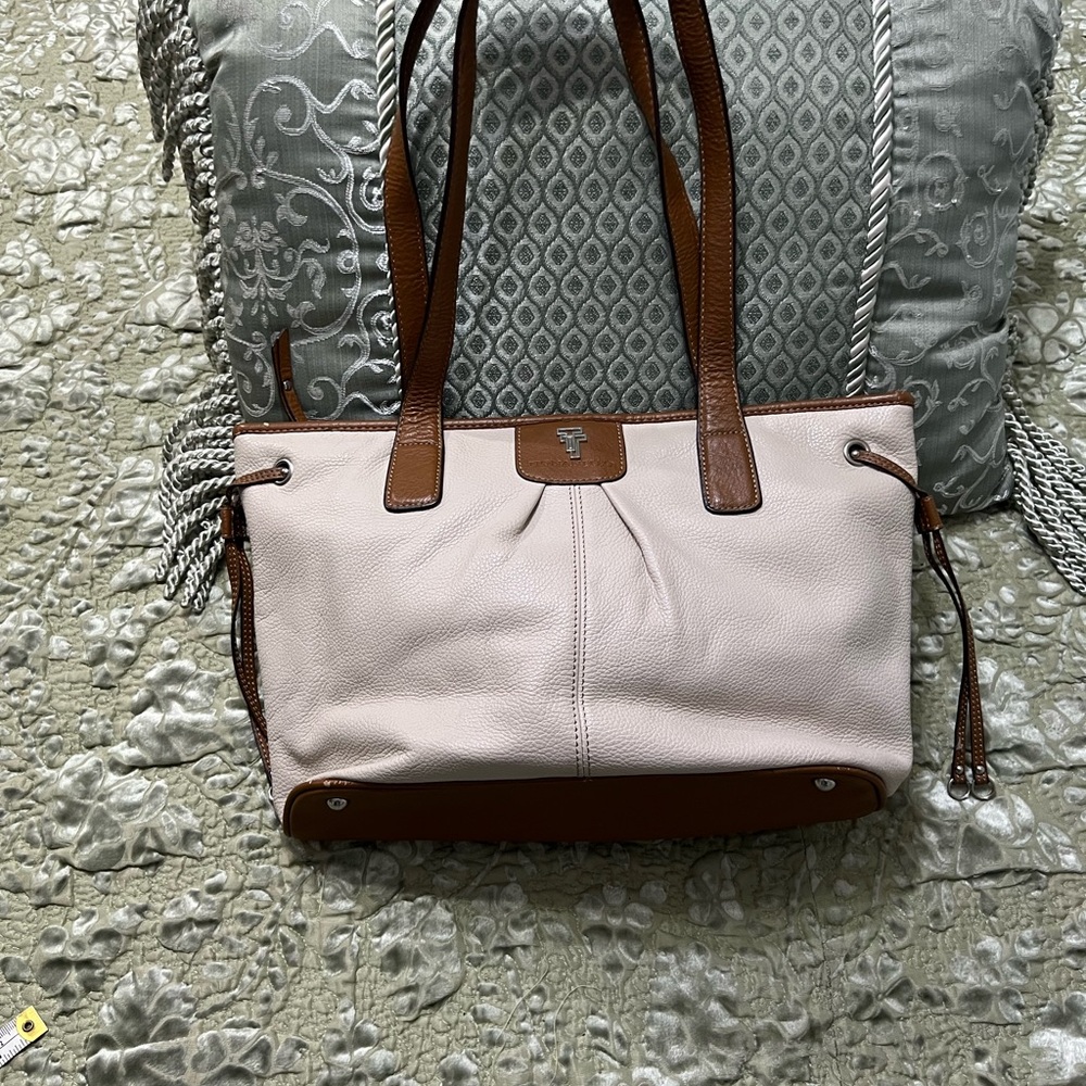 Tignanello Cream and Brown Shoulder Bag
